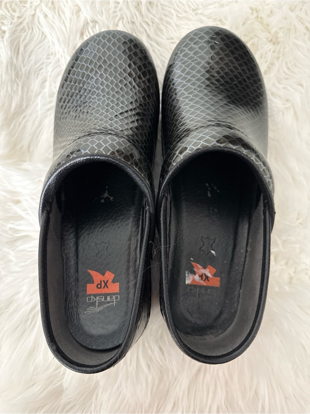 Dansko Black Snake-Print Clogs Slip-On Mules